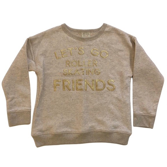 Girls Zara Cream Gold roller skating Sweatshirt size 6 - Picture 2 of 5